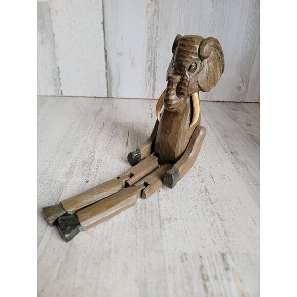 Vintage Elephant wooden‎ feet dangling jointed home decor unique - Picture 2 of 6